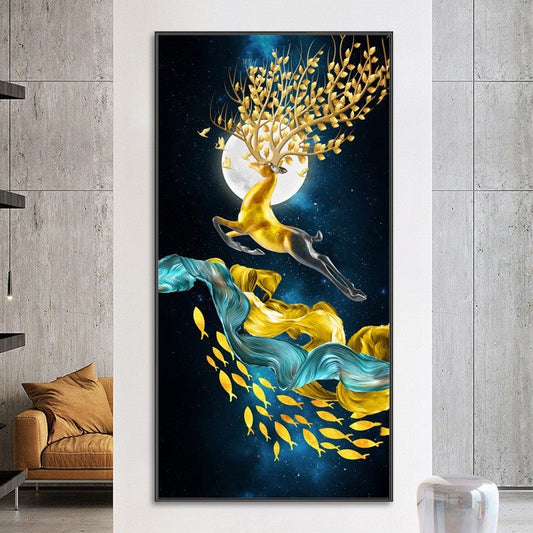 50x100cm Deer and moon 5d diy diamond painting full drill NO FRAME