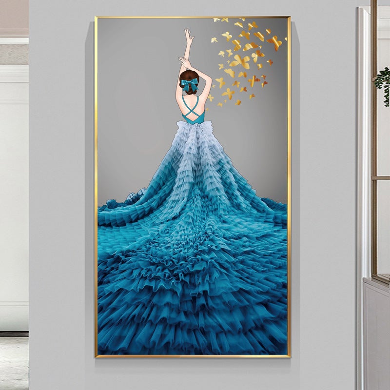 50x90CM-Blue dress- DIY 5D full Diamond Painting NO FRAME