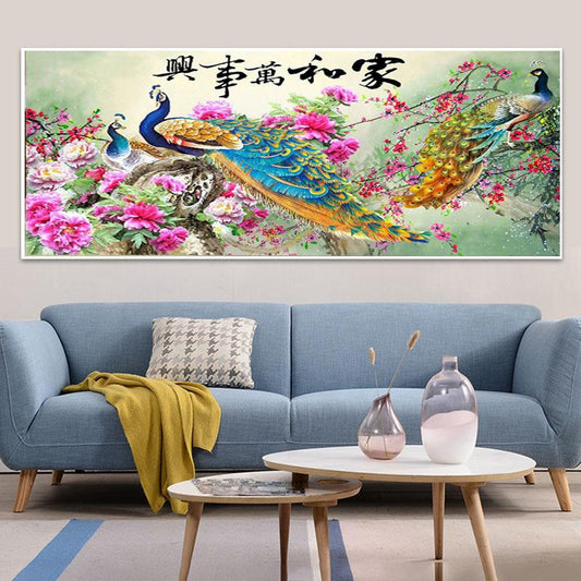 100x40cm 3peacock  5d diy diamond painting full drill NO FRAME