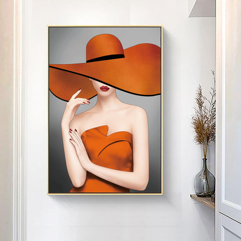 60X85CM Big orange hat Girl 3 strands 11CT Stamped Cross Stitch Full Range of Embroidery Starter Kit for Beginners Pre-Printed Patterns