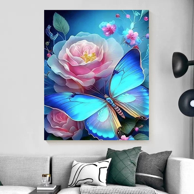 60X85CM -  Flower Butterfly DIY 5D Full Diamond Painting NO Frame