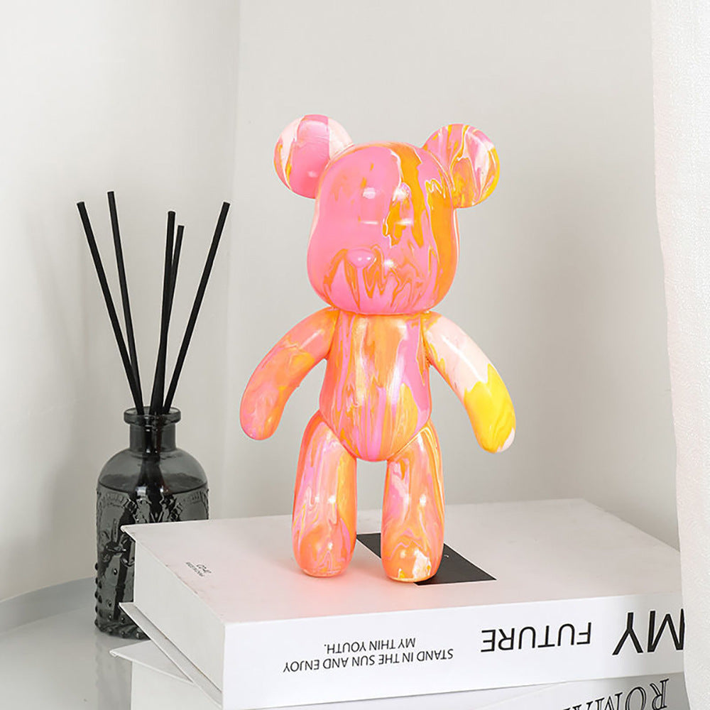 DIY Painting Violence Bear Bearbricks Manual Fluid Painting Creative Home Room Decoration Hand Made Doll Figurine Toys Gift