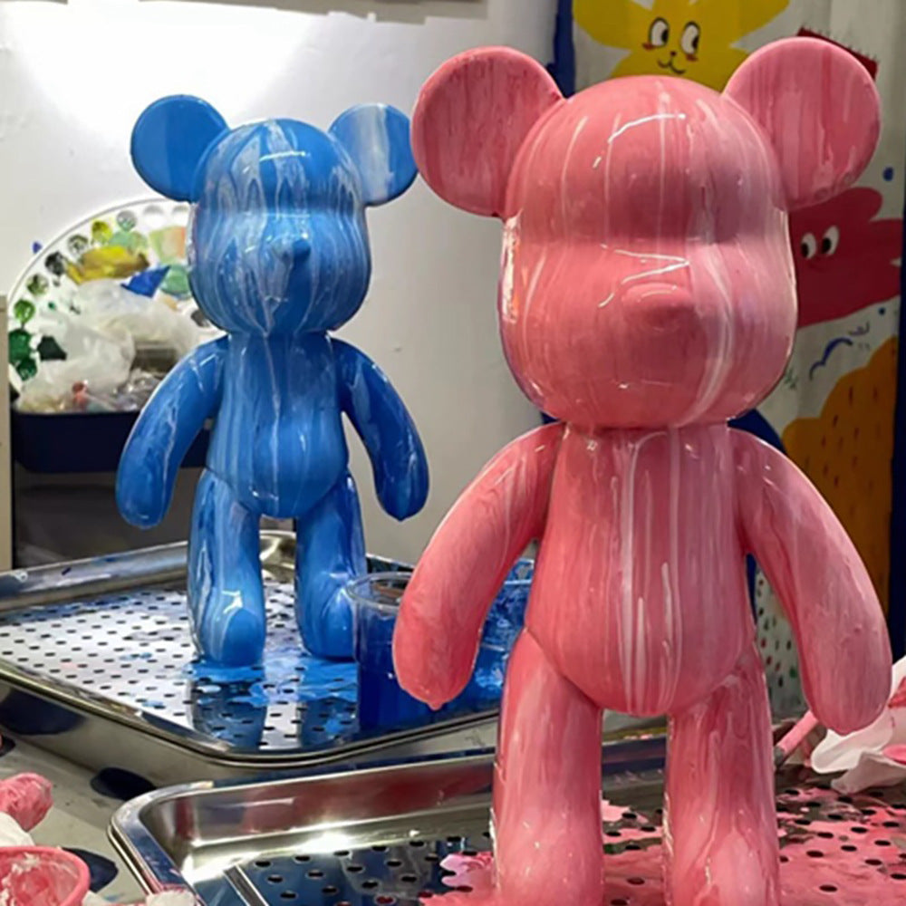 DIY Painting Violence Bear Bearbricks Manual Fluid Painting Creative Home Room Decoration Hand Made Doll Figurine Toys Gift