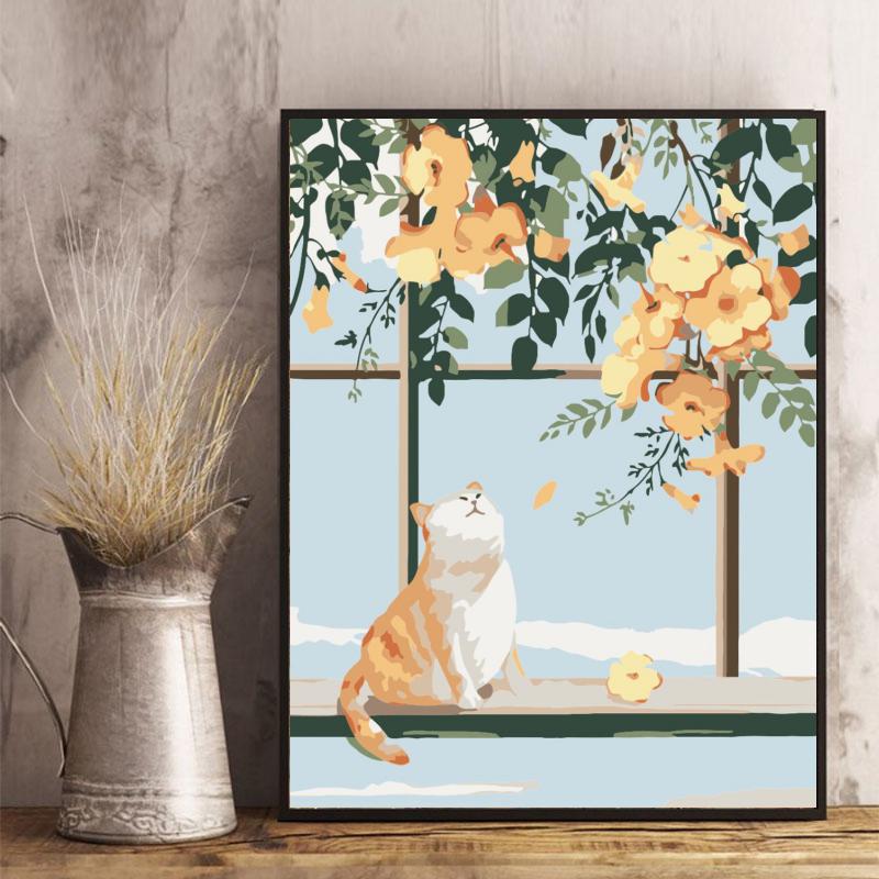 Cat No Framed DIY Oil Painting By Numbers Canvas Wall Art For Living Room Home Decor 40*50CM