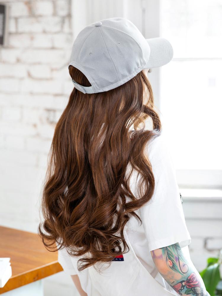 Wig with Grey Baseball Cap Curls