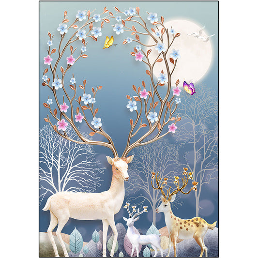 Deer 5d diy diamond painting full drill NO FRAME (AB+Special beads）