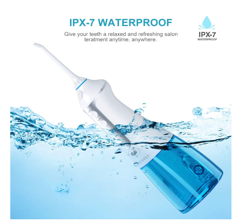 Dental Oral Irrigator 300ML Portable and Rechargeable IPX7 Waterproof 3 Modes Water Flosser Teeth Cleaner