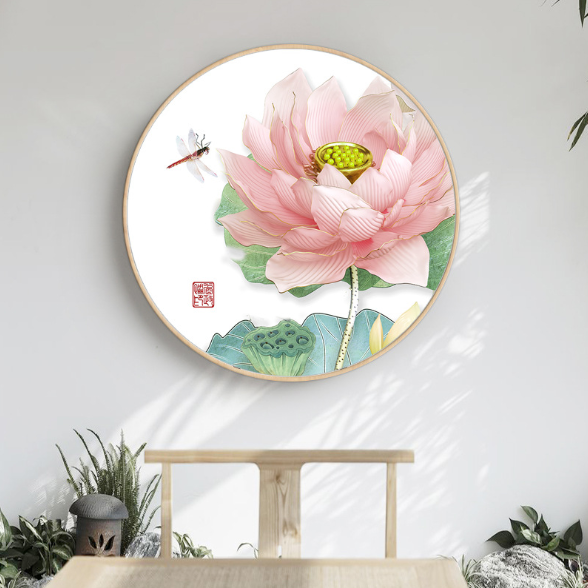 47x47cm Lotus  Cross Stitch Kits 11CT Stamped Full Range of Embroidery Starter Kit for Beginners Pre-Printed Pattern