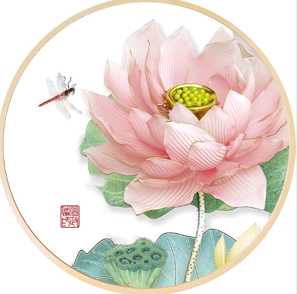 47x47cm Lotus  Cross Stitch Kits 11CT Stamped Full Range of Embroidery Starter Kit for Beginners Pre-Printed Pattern