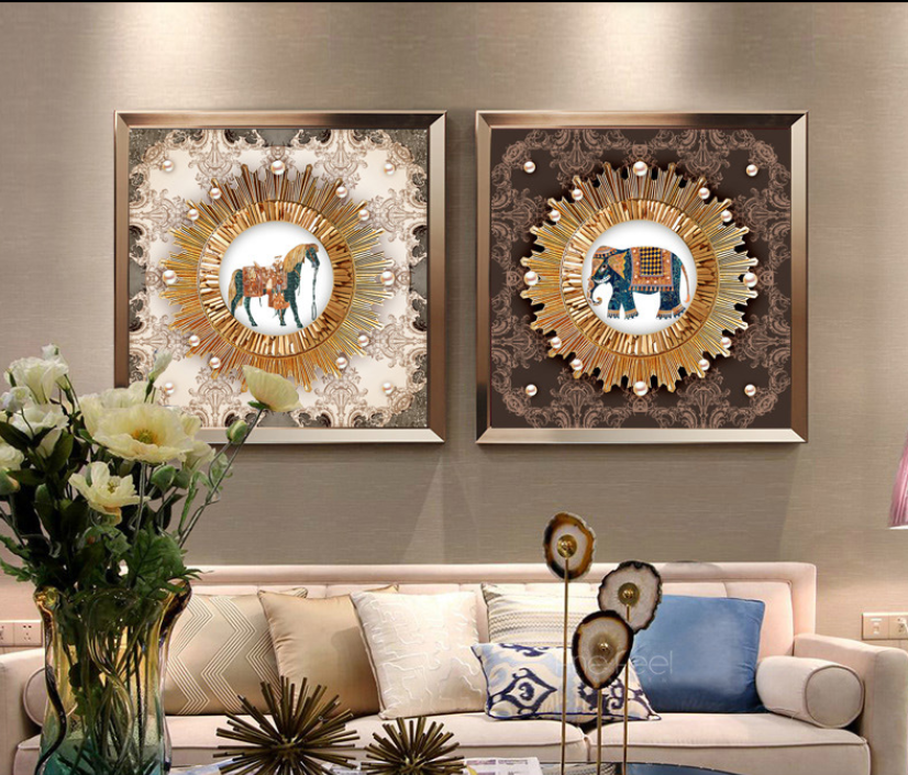 3PCS 60X60cm Horse Deer and Elephant  Cross Stitch Kits 11CT Stamped Full Range of Embroidery Starter Kit for Beginners Pre-Printed Pattern