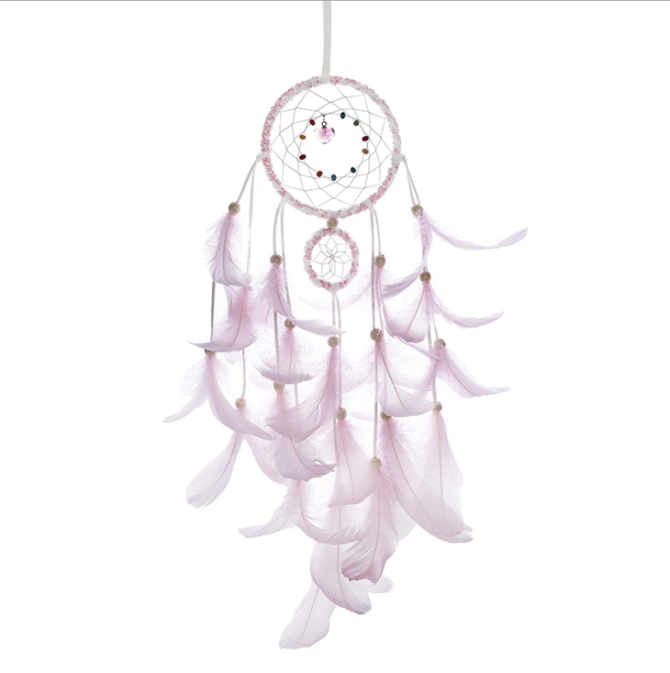 Handmade Dream Catcher With Light Room Decor Feather Weaving Wind Chimes Religious Mascot