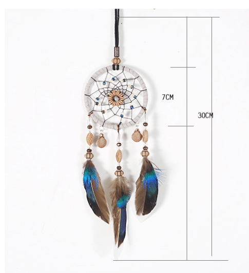 Handmade Dream Catcher With Light Room Decor Feather Weaving Wind Chimes Religious Mascot