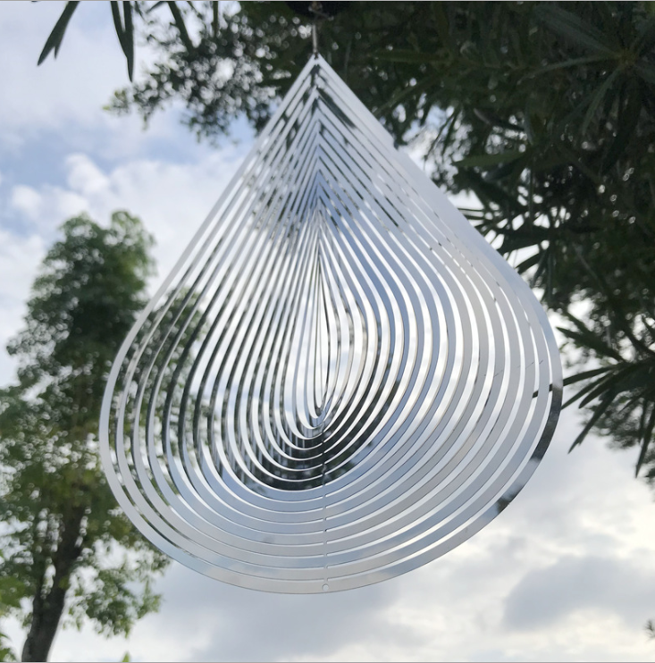 Water-drop -3D Rotary Wind Chime Spinner Flowing-Light Effect Decor for Garden House Decoration