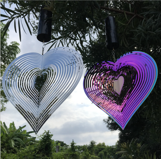 Love-3D Rotary Wind Chime Spinner Flowing-Light Effect Decor for Garden House Decoration  20X36 cm