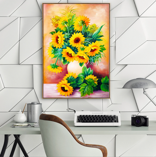 75*100CM Sunflower Cross Stitch Kits 11CT Stamped Need 4 Stands Full Range of Embroidery Starter Kit for Beginners Pre-Printed Pattern