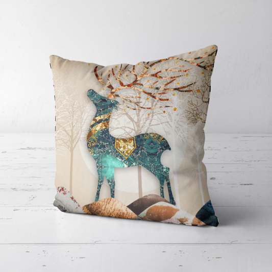 Deer DIY Embroidery Pillow Case DIY Cross Stitch Needlework Sets Home Decoration(Pillow core not included)