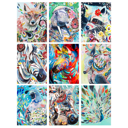 Free combination 4pcs Colored animal set  No Framed DIY Oil Painting By Numbers Canvas Wall Art For Living Room Home Decor 40*50CM