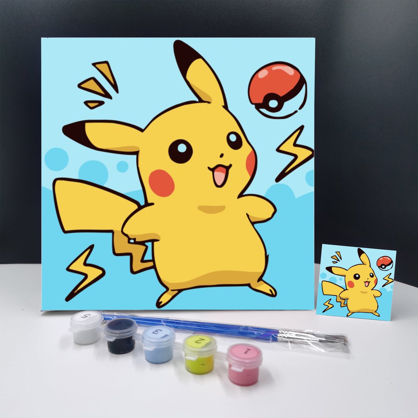 20x20CM Pikachu - Kids with Framed DIY Oil Painting By Numbers