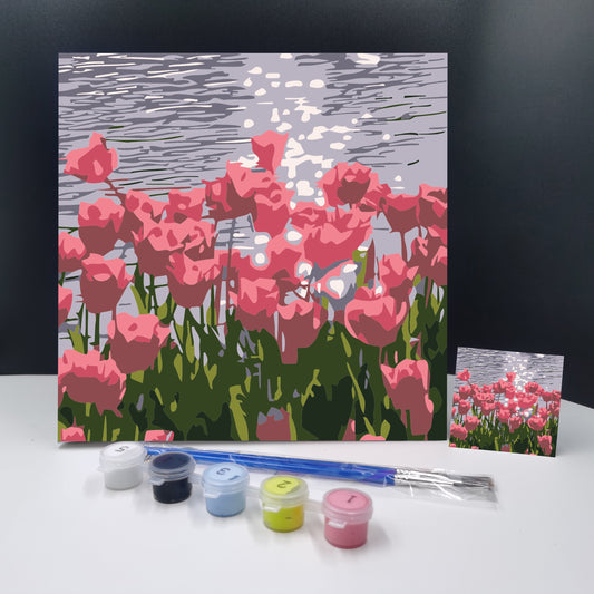 20x20CM Flower - Kids with Framed DIY Oil Painting By Numbers