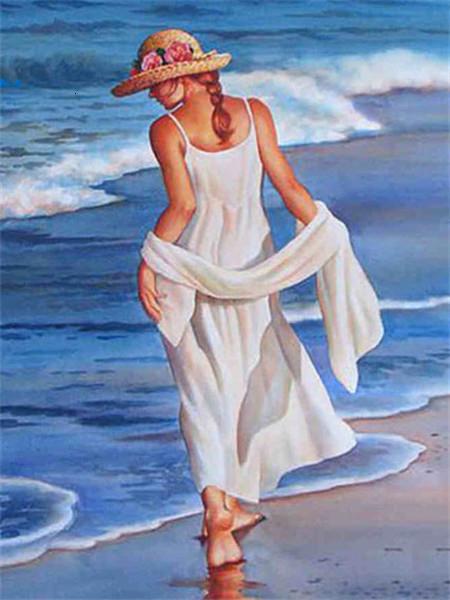 45x60cm girl on the beach 5d diy diamond painting full drill NO FRAME