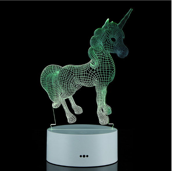 3D Colorful Charging Night Light  Bedside LED Lamp Various Shapes Creative Gif-unicorn