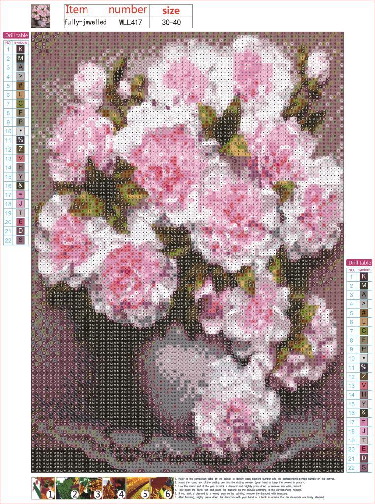 30X40CM-Pink Flower-5D Full Diamond Painting DIY Pictures WLL417