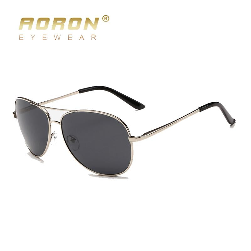 AORON Men Polarized Sunglasses Retro Classic Pilot Glasses Brand Goggoles Leisure UV400 Protection Metal Frame Oculos de sol