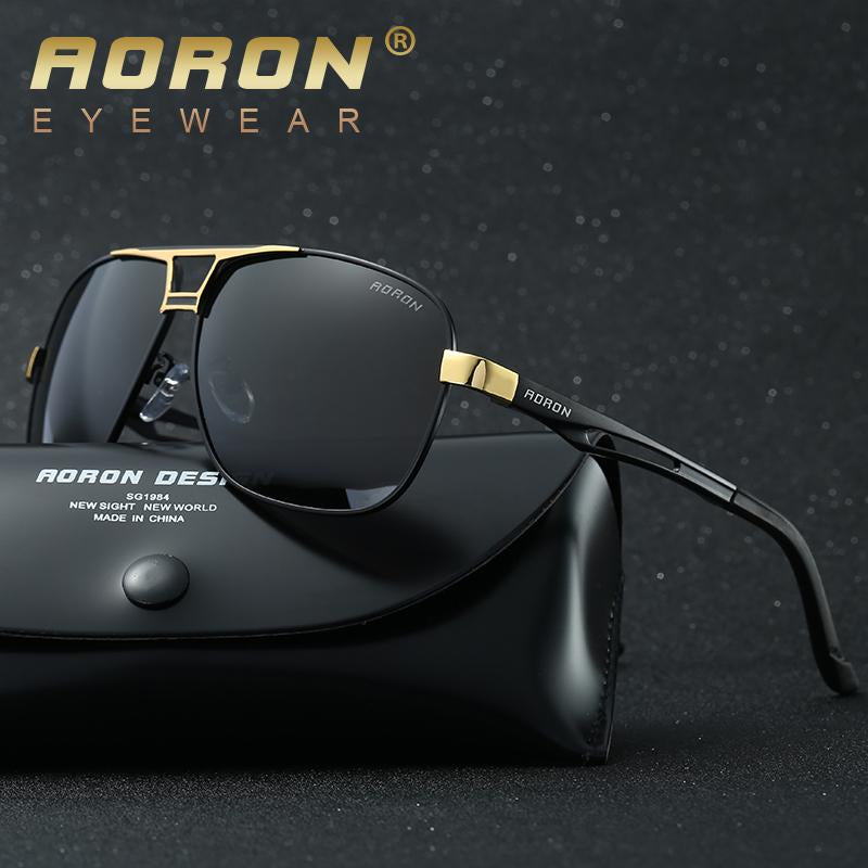 AORON Sunglasses Polarized Mens Sun glasses Aluminum Frame UV400 Luxury Design Male Sunglasses Anti-Reflective