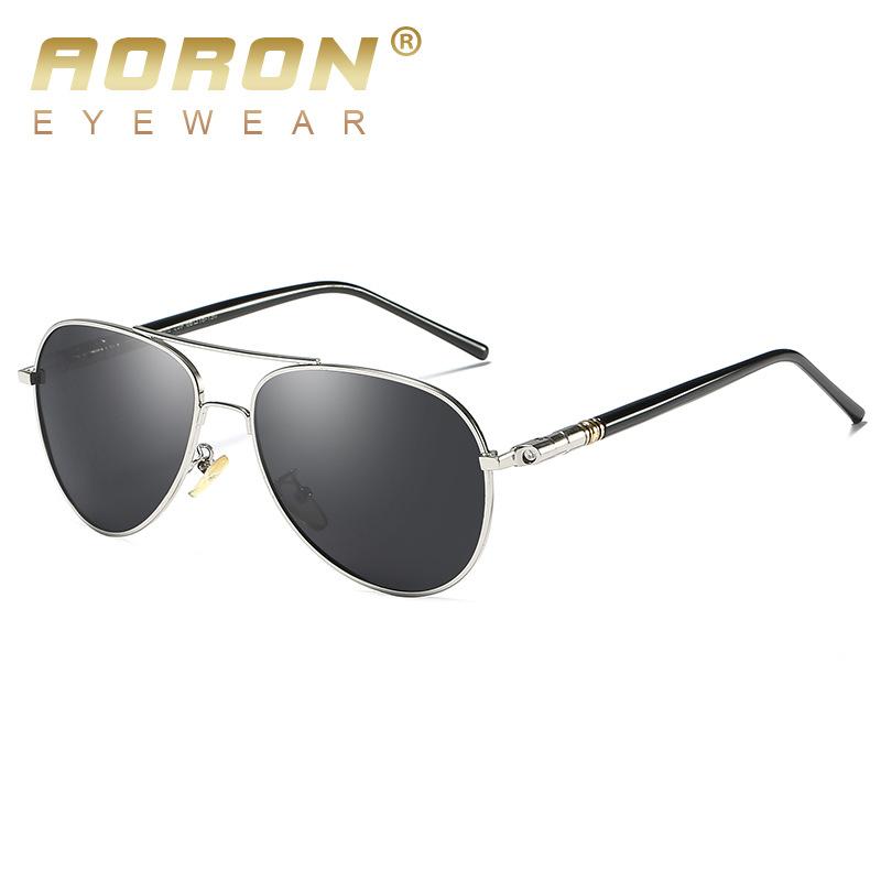 AORON Men Polarized Sunglasses Classic Pilot Glasses Brand Goggoles UV400 Protection Metal Frame