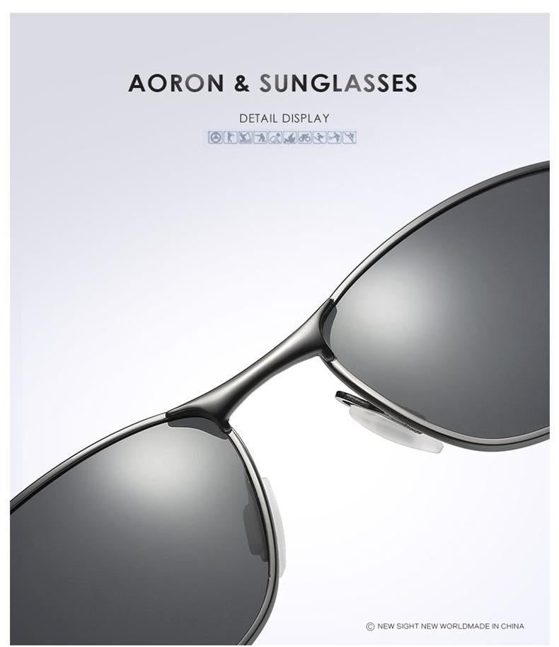 AORON Mens Polarized Sunglasses for sports rectangle Mirror Sunglasses men Alloy Frame UV400 Sun Glasses Eyewear