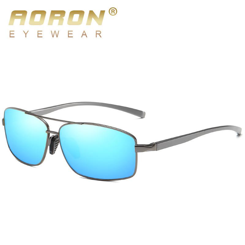 AORON Mens Polarized Sunglasses Rectangle Aluminum Magnesium Frame UV400 Sun Glasses