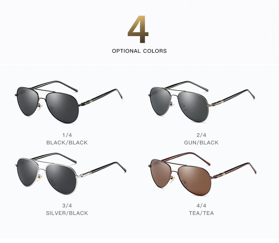 AORON Men Polarized Sunglasses Classic Pilot Glasses Brand Goggoles UV400 Protection Metal Frame