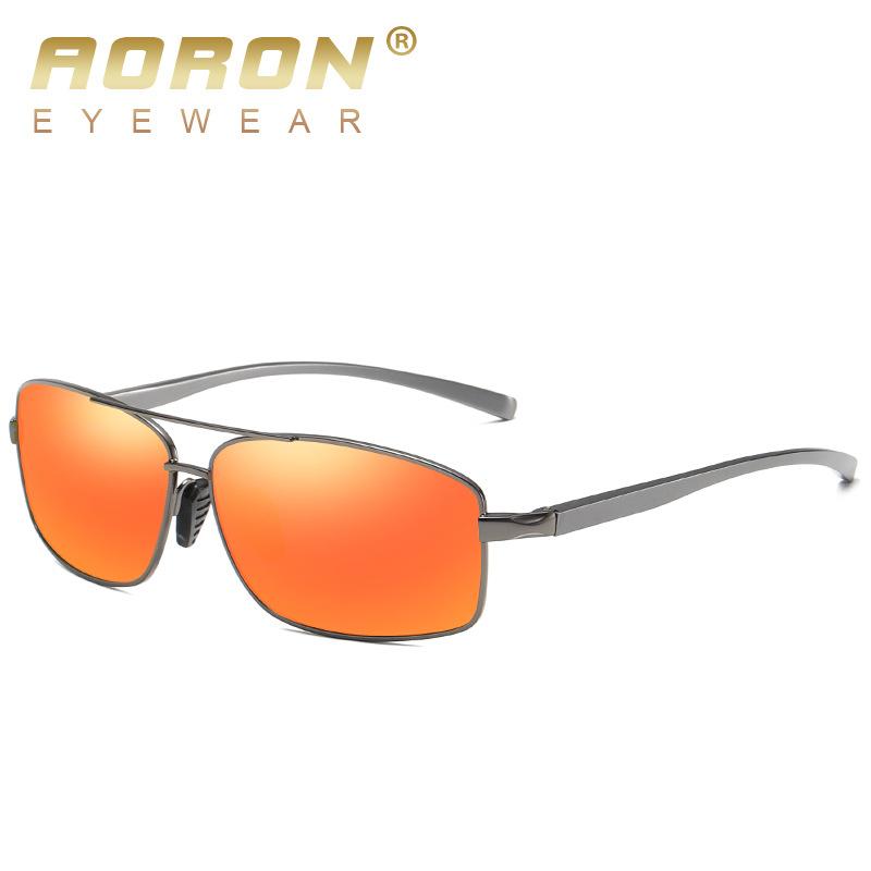 AORON Mens Polarized Sunglasses Rectangle Aluminum Magnesium Frame UV400 Sun Glasses