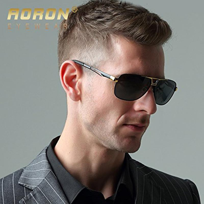 AORON Sunglasses Polarized Mens Sun glasses Aluminum Frame UV400 Luxury Design Male Sunglasses Anti-Reflective