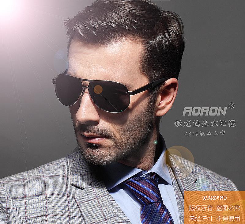 AORON Mens Glasses Polarized Sunglasses Male Driver Goggles Mirror Polarized Sun Glasses Metal Frame