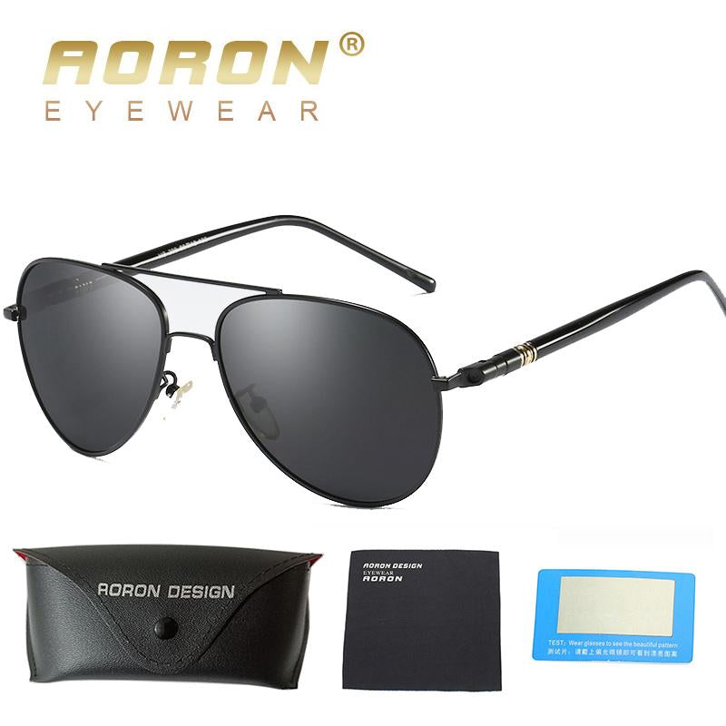 AORON Men Polarized Sunglasses Classic Pilot Glasses Brand Goggoles UV400 Protection Metal Frame